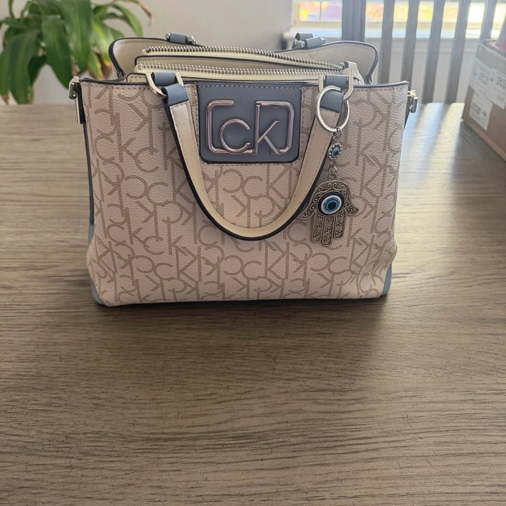 Calvin Klein Beige and Gray Satchel - Picture 1 of 4